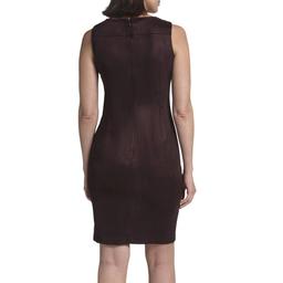 Womens Calvin Klein Sleeveless Crepe Solid Sunburst Sheath Dress