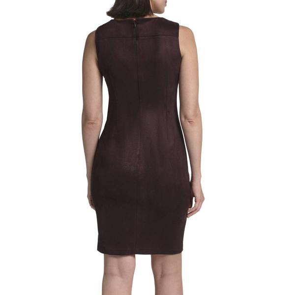 Womens Calvin Klein Sleeveless Crepe Solid Sunburst Sheath Dress