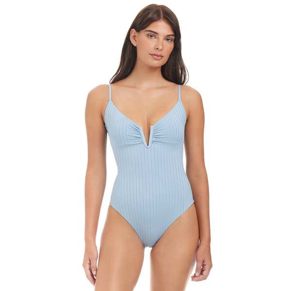 Womens Sanctuary Rib V-Wire Shoulder One Piece Swimsuit