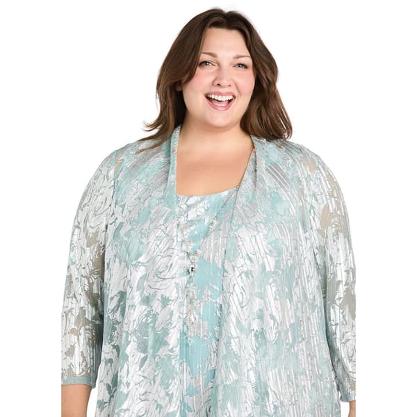 Plus Size R&M Richards Foil Jacquard Pants Set