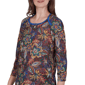 Womens Ruby Rd. Game of Luxe 3/4 Sleeve Floral Tee - image 5