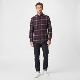Mens Chaps Double Brush Stretch Flannel Shirt - Wine