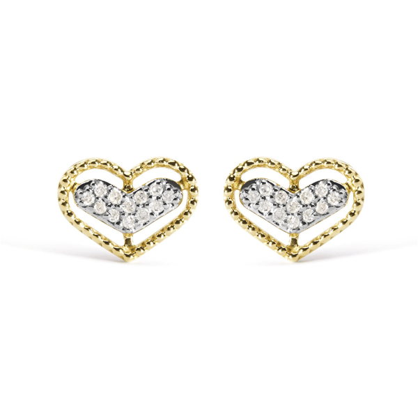 Haus of Brilliance 1/10ctw. Diamond Heart Gold Halo Stud Earrings