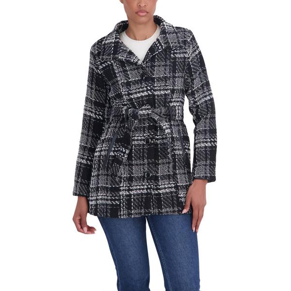 Womens Sebby Wool Plaid w/ Belt Peacoat - image 