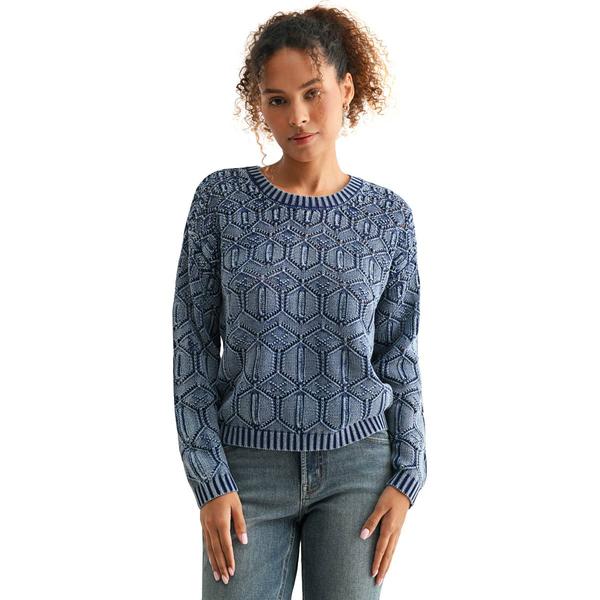 Womens CITY BLUES Long Sleeve Crew Neck Distress Sweater