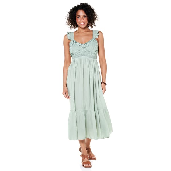 Womens BB Dakota Flutter Sleeve Mixed Media Maxi Dress