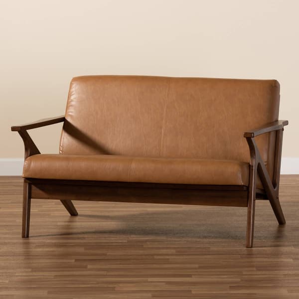 Baxton Studio Bianca Modern Wood & Faux Leather Effect Loveseat