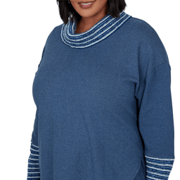 Plus Size Ruby Rd. Premium Luxe Rib Cowl Neck Fair Isle Sweater