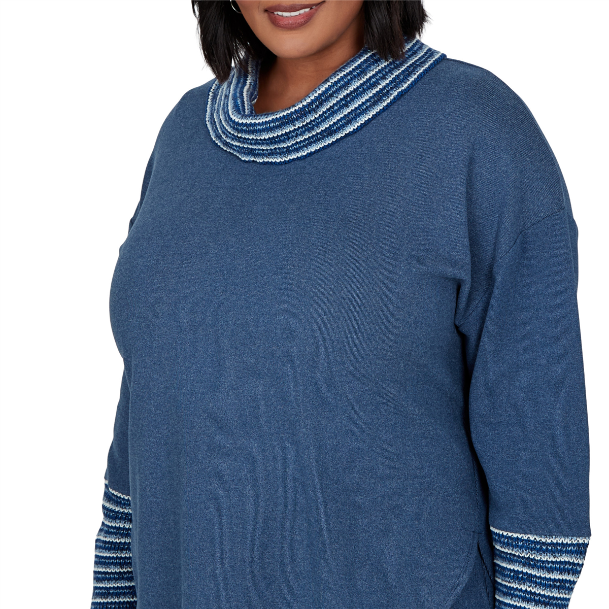 Plus Size Ruby Rd. Premium Luxe Rib Cowl Neck Fair Isle Sweater