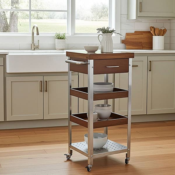 eccostyle™ Solid Bamboo & Stainless Steel Kitchen Cart Tower