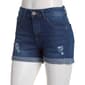 Juniors California Vintage 1 Button Destructed Cuff Denim Shorts - image 1