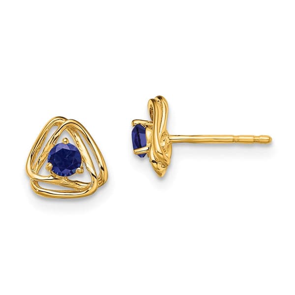 Gemstone Classics&#40;tm&#41; 14kt. Yellow Gold Sapphire Stud Earrings - image 