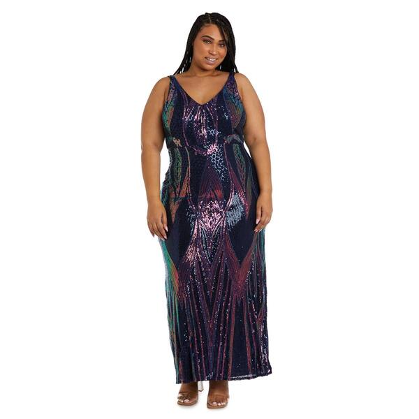 Plus Size R&M Richards Nightway Sequined Gown - image 