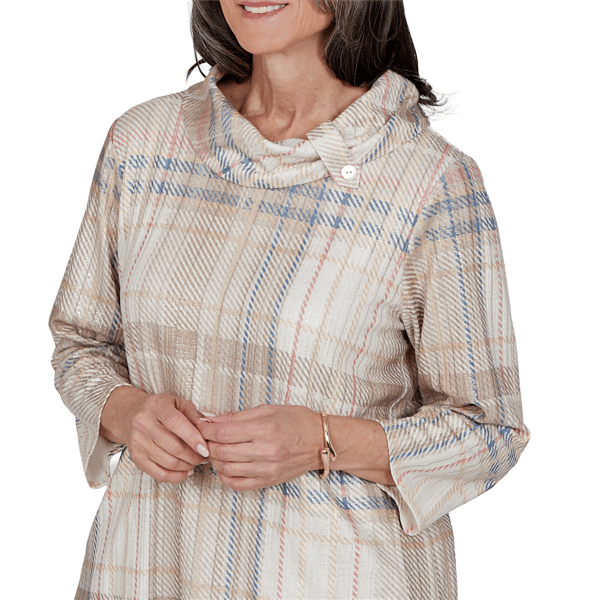 Petite Alfred Dunner Sunset Ridge Shimmer Plaid Sweater