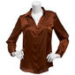 Juniors A. Byer Solid Satin Button Front Blouse - image 1