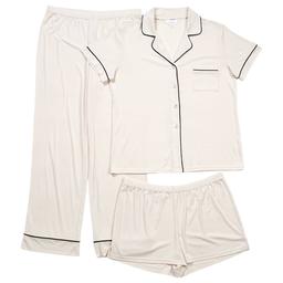Womens Nicole Miller 3pc. Short Sleeve Pajama Set