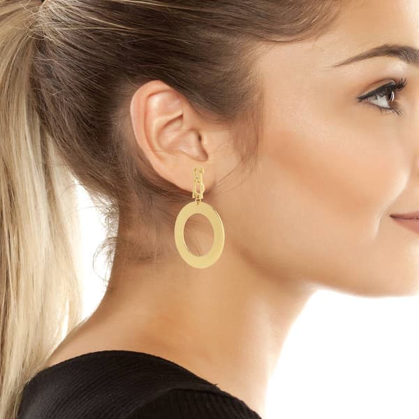 Steve Madden Signature Logo Circle Drop Earrings