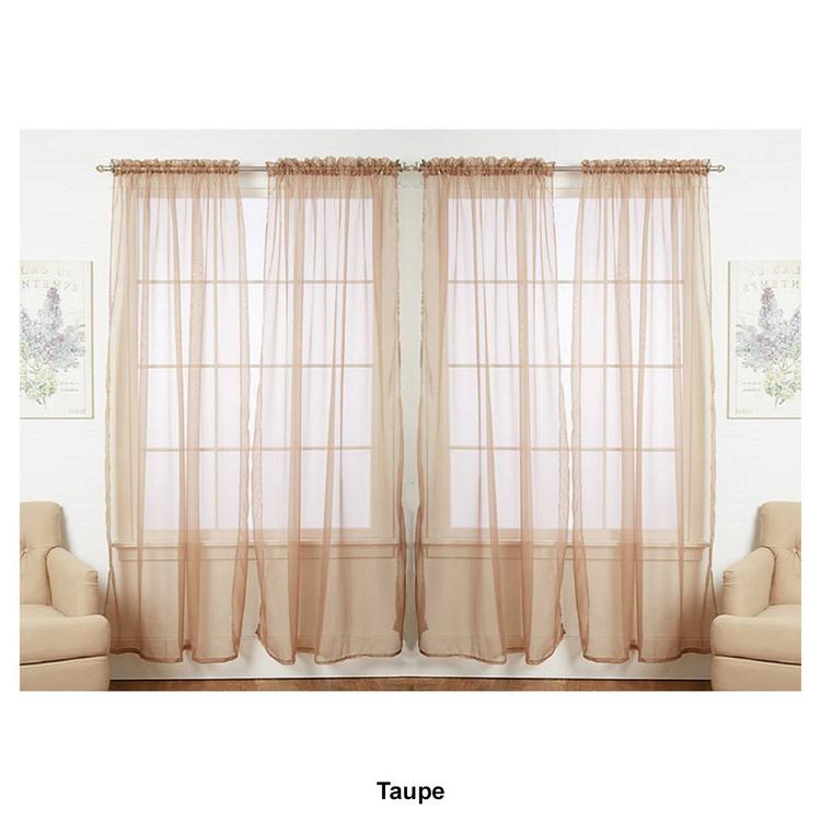 J&V Textiles Sheer Rod Pocket Curtain Panels