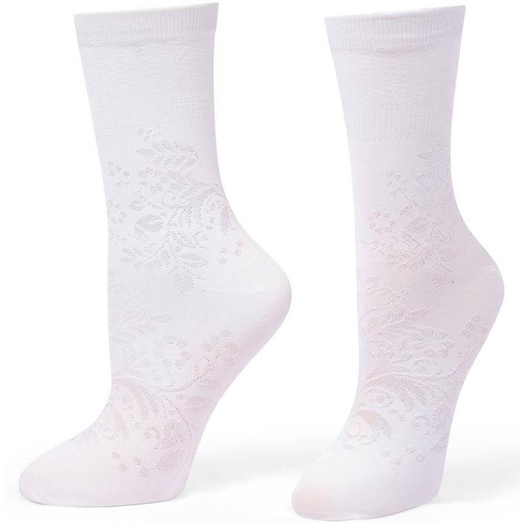 Womens HUE(R) Texture Floral Crew Socks - Ivory