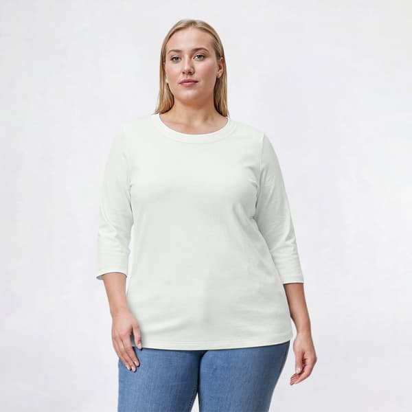 Plus Size Hasting & Smith 3/4 Sleeve Solid Round Neck Tee