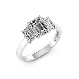 Moluxi&#8482; Sterling Silver 3.6ctw. Moissanite 3-Stone Ring
