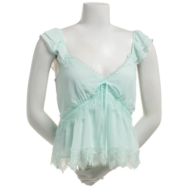 Juniors Trixxi Floral Lace Flutter Sleeve Babydoll Top