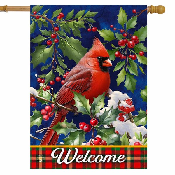 Briarwood Lane Cardinal & Holly House Flag - image 