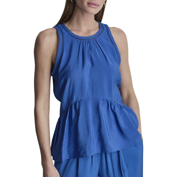 Womens DKNY Sport Sleeveless Ladder Lace Flowy Solid Blouse