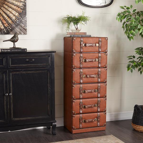 9th & Pike® Traditional Wood and Leather Traditional Chest