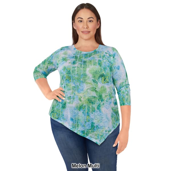Plus Size Ruby Rd. Must Haves II 3/4 Sleeve Burnout Top