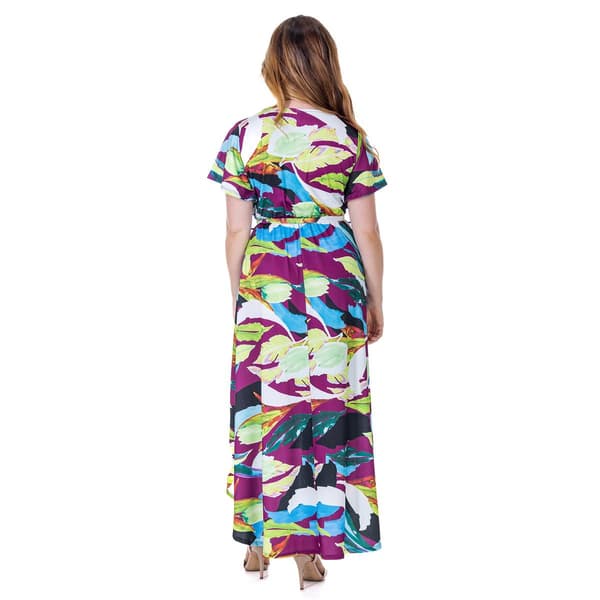 Womens 24/7 Comfort Apparel Floral High Low Wrap Dress