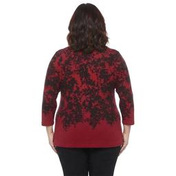 Plus Size Kasper 3/4 Sleeve Hardware Leaf Keyhole Blouse
