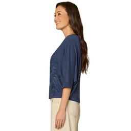 Petite Democracy 3/4 Dolman Sleeve Floral Embroidery Blouse