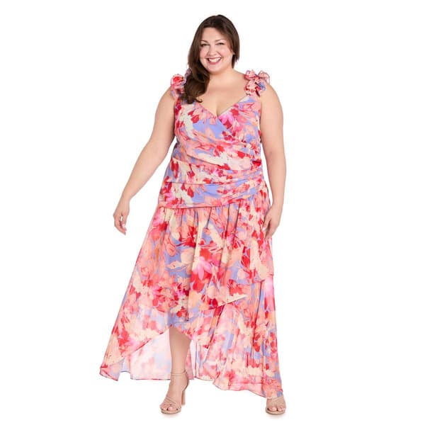Plus Size R&M Richards High Low Floral Dress - image 
