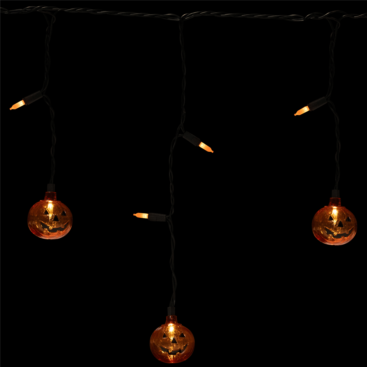 Northlight LED Pumpkin Curtain Icicle Lights - Thumbnail 2