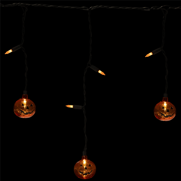 Northlight 25ct. LED Pumpkin Halloween Curtain Icicle Lights