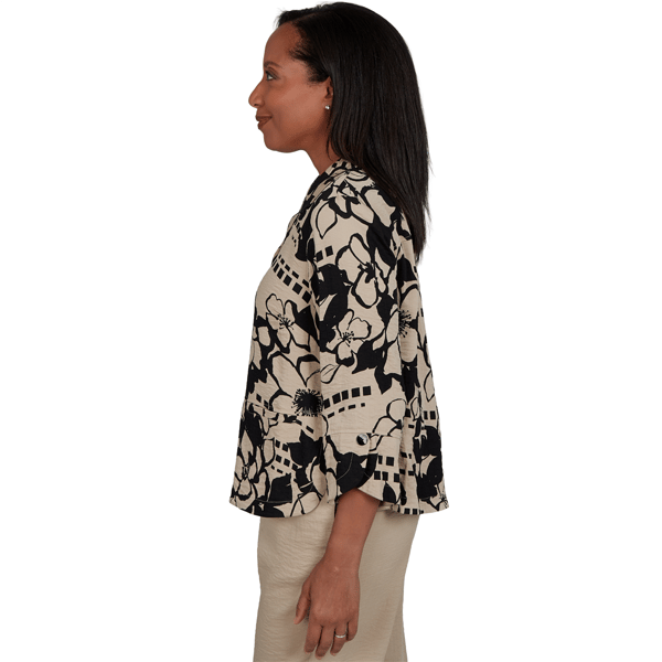 Petite Alfred Dunner Travel Advisory 3/4 Sleeve Floral Blouse