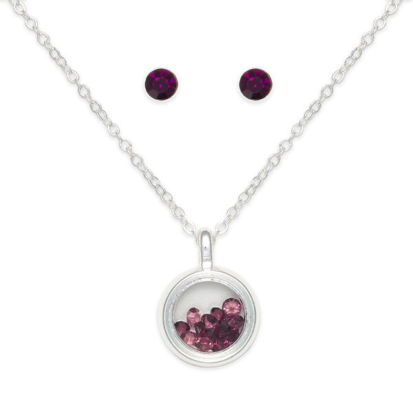 February Birthstone Shaker Necklace & Earrings Set - image 