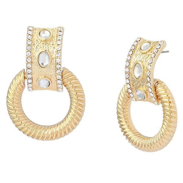 Steve Madden Gold Stone Ring Doorknocker Earrings