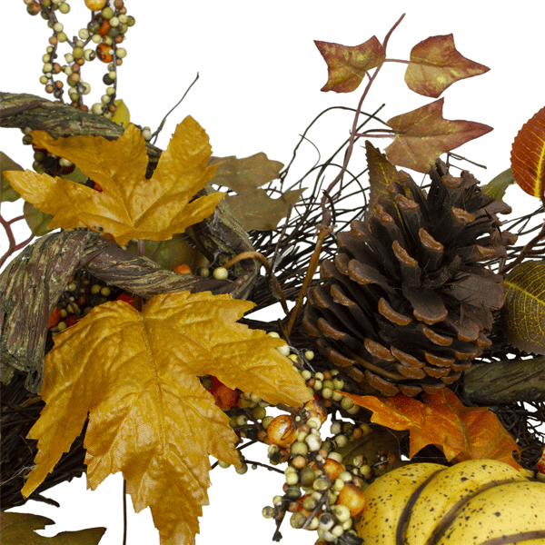Northlight 24in. Pumpkin, Foliage, & Pinecone Fall Harvest Wreath