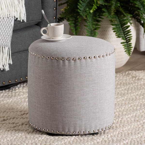 Baxton Studio Rosine Upholstered Nail Trim Ottoman