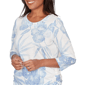 Womens Alfred Dunner Caribbean Blues Side Tie Floral Blouse - image 5