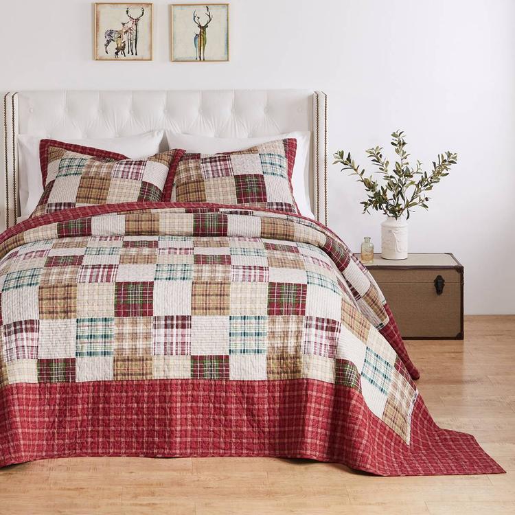 Greenland Home Fashions™ Oxford Plaid Reversible Bedspread Set