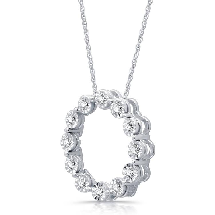 Nova Star® Sterling Silver Lab Grown Diamond Circle Pendant