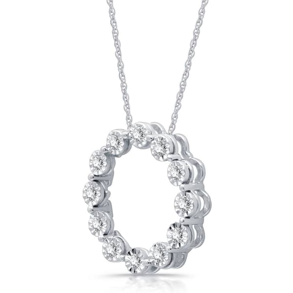 Nova Star® Sterling Silver Lab Grown Diamond Circle Pendant