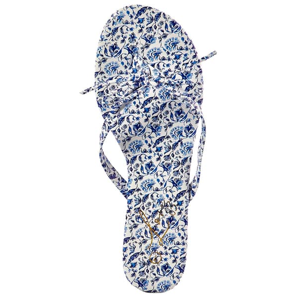 Womens Love 83 Blue Floral Bow Filp Flops