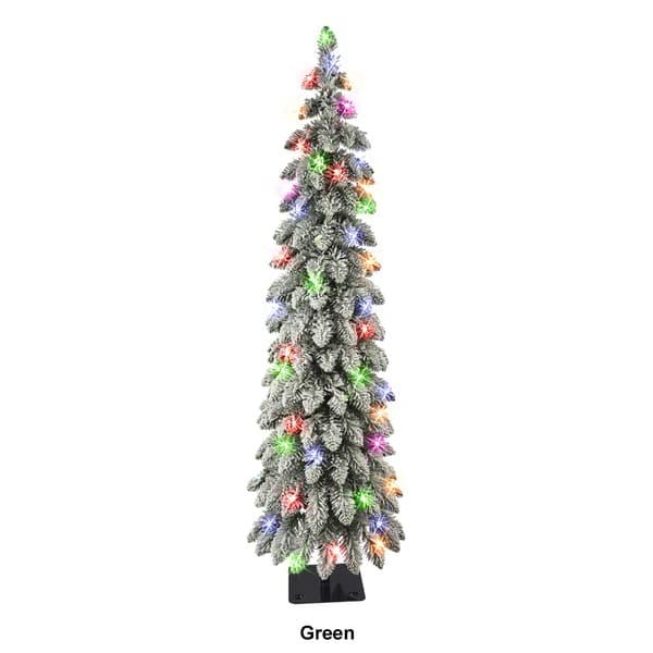 Puleo International 4ft. Incandescent Flocked Alpine Pencil Tree