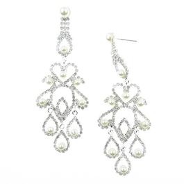 Rosa Rhinestones Pearl & Crystal Lace Chandelier Earrings