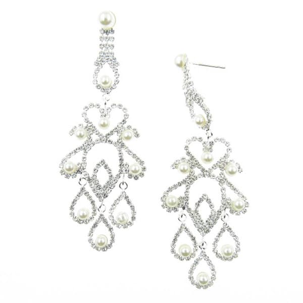 Rosa Rhinestones Pearl & Crystal Lace Chandelier Earrings - image 