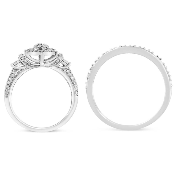 Haus of Brilliance Diamond Cluster & Halo Wedding Band Set